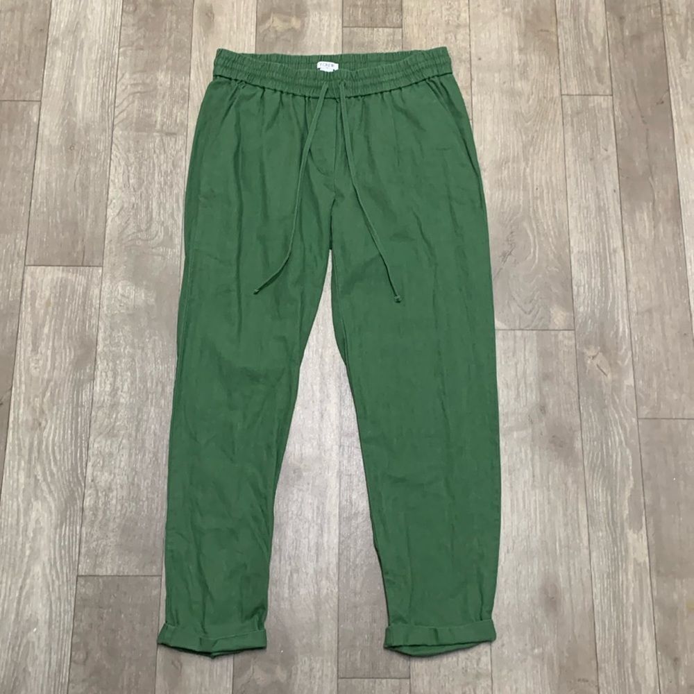 Womens J. Crew Linen Blend Drawstring Pull On Ankle Crop Pants